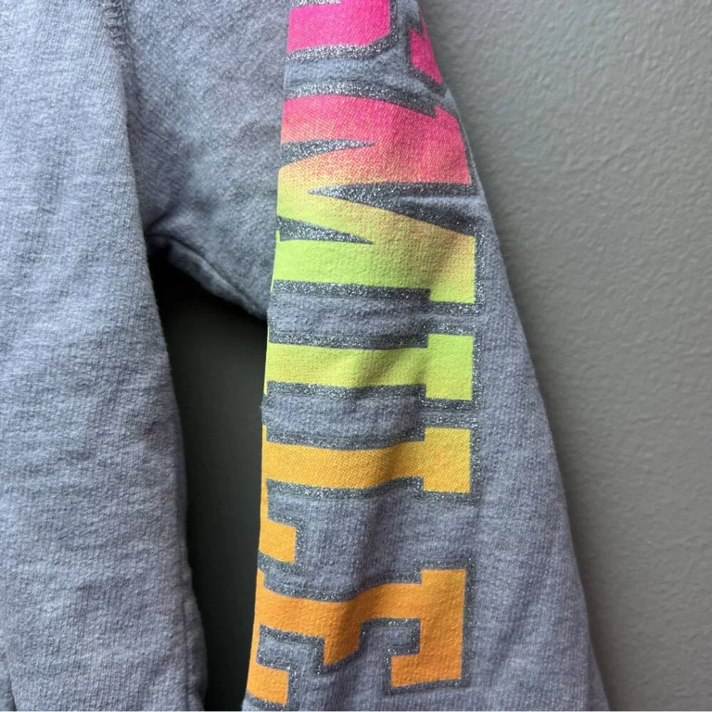 SO Smiley Face Zip Up Hoodie Grey‎ Neon Ombre Preppy Kidcore